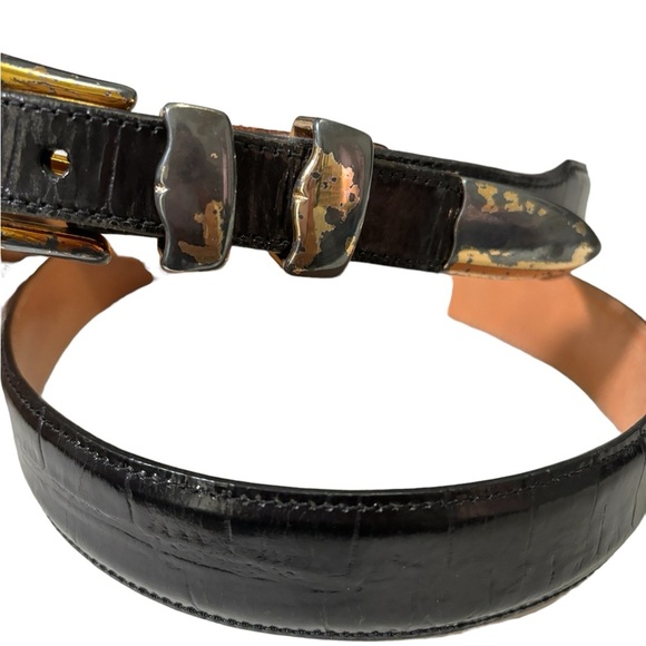 Martin Dingman Belt Black Alligator Grain Italian Calfskin Leather Men’s Size 38 - Picture 2 of 14